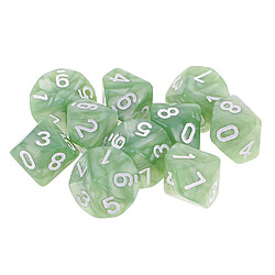 10pcs 10 sided dés d10 dés poliédrique pour les donjons et dragons jeu vert