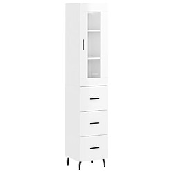 Maison Chic Buffet,Meuble de Rangement,commode pour salon,Cuisine Blanc brillant 34,5x34x180 cm Bois d'ingénierie -MN77840