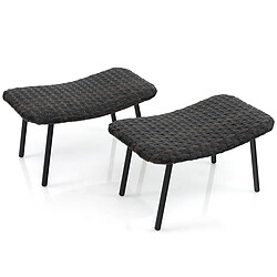 Helloshop26 Lot de 2 ottomans d’extérieur poufs polyvalents en rotin mousse rembourrée à séchage rapide pieds en métal repose-pieds extérieur en osier 20_0008766 