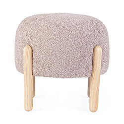 Mes Tabouret rond 45x45x38 cm en tissu bouclette vieux rose - STERCK