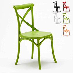 Ahd Amazing Home Design Chaise de cuisine et restaurant en polypropylène Vintage Paesana Cross design, Couleur: Vert