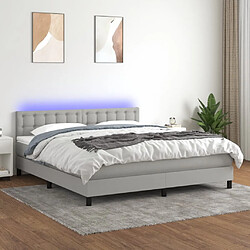 vidaXL Sommier à lattes de lit et matelas et LED Gris clair 180x200 cm 