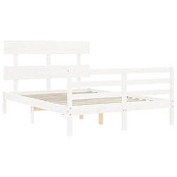 Maison Chic Cadre/structure de lit avec tête de lit pour adulte - Lit Moderne Chambre blanc petit double bois massif -MN60793 pas cher