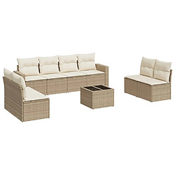 vidaXL Salon de jardin avec coussins 9 pcs beige résine tressée