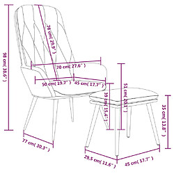 vidaXL Chaise de relaxation avec repose-pied Gris clair Velours pas cher
