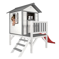 AXI Maison Enfant Beach Lodge XL en BLANC avec Toboggan en Rouge | Maison de Jeux en Bois FFC pour Les Enfants | Maisonnette / Cabane de Jeu pour Le Jardin pas cher