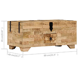 vidaXL Table basse Bois de manguier massif 80x40x35 cm pas cher