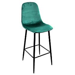 Urban Living Tabouret de bar en velours vintage Inoui - H. 108 cm - Vert émeraude