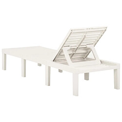 Helloshop26 Transat chaise longue bain de soleil lit de jardin terrasse meuble d'extérieur plastique blanc 02_0012786 pas cher