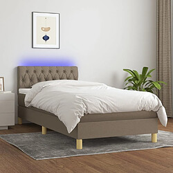 Sommier à lattes LED,Cadre à lattes de lit avec matelas pour Adulte Taupe 100x200 cm Tissu -MN72177