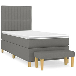 vidaXL Sommier à lattes de lit avec matelas Gris foncé 100x200cm Tissu