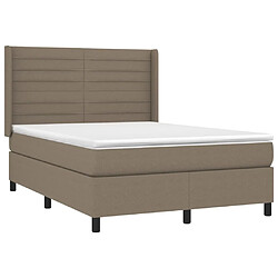 Avis vidaXL Sommier à lattes de lit matelas et LED Taupe 140x190 cm Tissu