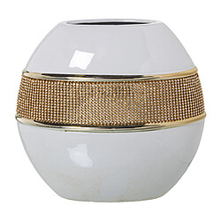 Vase Alexandra House Living Blanc Doré Céramique Brillant 13 x 23 x 21 cm 