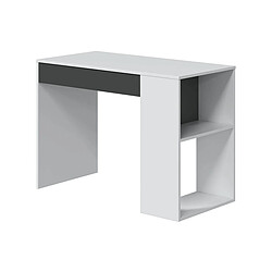 Pegane Bureau avec 1 tiroir coloris blanc artic / gris anthracite - Hauteur 73 x Largeur 101 x Profondeur 50 cm 