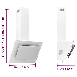 vidaXL Hotte murale 60 cm Acier inoxydable et verre trempé Blanc pas cher