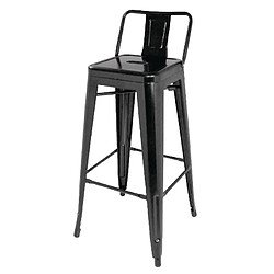 Tabourets Hauts en Acier Noir avec Dossier - Lot de 4 - Bolero Bistro