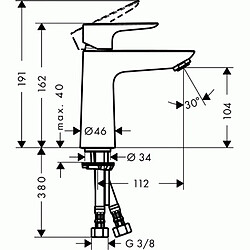 mitigeur de lavabo - coolstart hg talis e 110 - hansgrohe 71713000