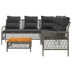 Acheter vidaXL Salon de jardin 2 pcs avec coussins Gris Résine tressée