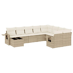 vidaXL Salon de jardin avec coussins 10 pcs beige résine tressée