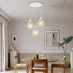 Avis Stoex Plafonnier Rétro À 3 Lumières Blanc Suspension Luminaire Vintage D'Intérieur Suspension Lustre E27 Cage en Métal