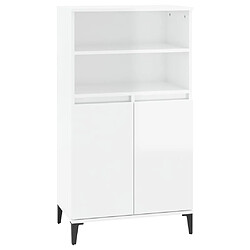 vidaXL Buffet haut Blanc brillant 60x36x110 cm Bois d'ingénierie