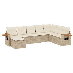 vidaXL Salon de jardin avec coussins 8 pcs beige résine tressée