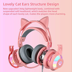 Mignon Chat Oreille Lumineux Filaire Casque Antibruit Haute Définition Microphone Stéréo Ergonomique Jeu Ordinateur Écouteur Rose