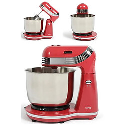 Livoo Robot Pâtissier Pétrin Rouge 3L 250W Bol inox 3L 6 vitesses de rotation pour préparer vos pâtes à tartes, crêpes, pizza, pain crème