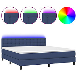 vidaXL Sommier à lattes de lit avec matelas LED Bleu 160x200 cm Tissu