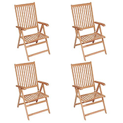 Maison Chic Lot de 4 Chaises inclinables de jardin - Fauteuil d'extérieur Bois de teck solide -MN86292