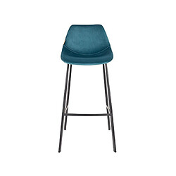 Mes Lot de 2 chaises de bar H80 cm en velours bleu - FRANKY