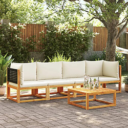 vidaXL Salon de jardin avec coussins 4 pcs bois d'acacia massif 