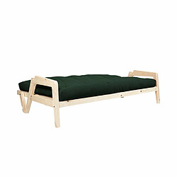 Inside 75 Canapé convertible futon GRAB pin naturel coloris vert foncé couchage 130 cm.