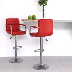 vidaXL Tabourets de bar lot de 2 rouge bordeaux similicuir 