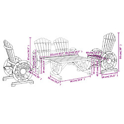 vidaXL Salon de jardin 4 pcs bois de sapin massif pas cher