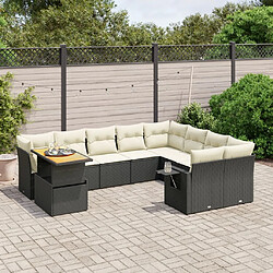 Maison Chic Salon de jardin 10 pcs avec coussins, Ensemble Tables et chaises d'extérieur noir résine tressée -GKD496894