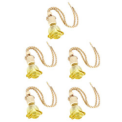 5xrosebud forme de fleur voiture suspendue parfum bouteille assainisseur d'air jaune