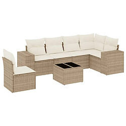 Maison Chic Salon de jardin avec coussins 7 pcs, Ensemble Tables et chaises de jardin, beige résine tressée -GKD278049 