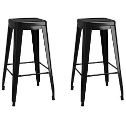 vidaXL Tabourets de bar empilables lot de 2 noir métal