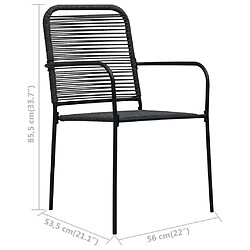 vidaXL Chaises de jardin lot de 4 Corde en coton et acier Noir pas cher