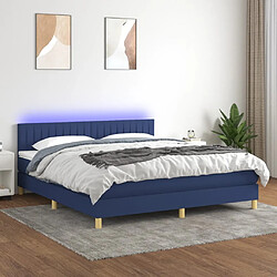 Sommier à lattes LED,Cadre à lattes de lit avec matelas pour Adulte Bleu 180x200 cm Tissu -MN18042