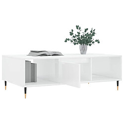 Avis vidaXL Table basse blanc brillant 104x60x35 cm bois d'ingénierie