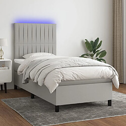 vidaXL Sommier à lattes de lit et matelas et LED Gris clair 100x200 cm 