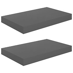 vidaXL Étagère murale flottante 2 pcs Gris brillant 40x23x3,8 cm MDF