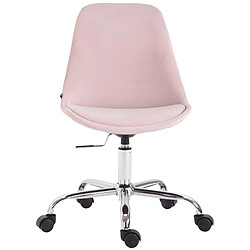 Decoshop26 Chaise de bureau sur roulettes en tissu velours rose BUR10353