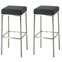 Decoshop26 Lot de 2 tabourets de bar avec repose-pieds design simple hauteur 85 cm en tissu gris foncé et acier inoxydable 10_0004382