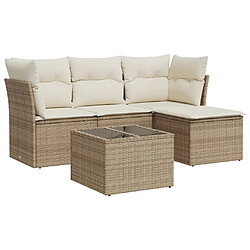 vidaXL Salon de jardin avec coussins 5 pcs beige résine tressée