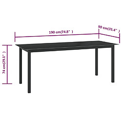 Acheter vidaXL Table de jardin Noir 190x90x74 cm Aluminium et verre