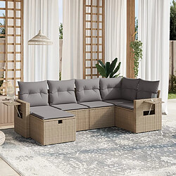 Maison Chic Ensemble à manger d'extérieur 6 pcs avec coussins,Salon de jardin,Mobilier de jardin mélange beige résine tressée -GKD655404