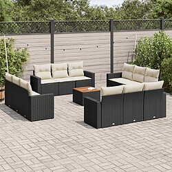 Maison Chic Salon de jardin avec coussins 13 pcs, Ensemble Tables et chaises de jardin, noir résine tressée -GKD515918